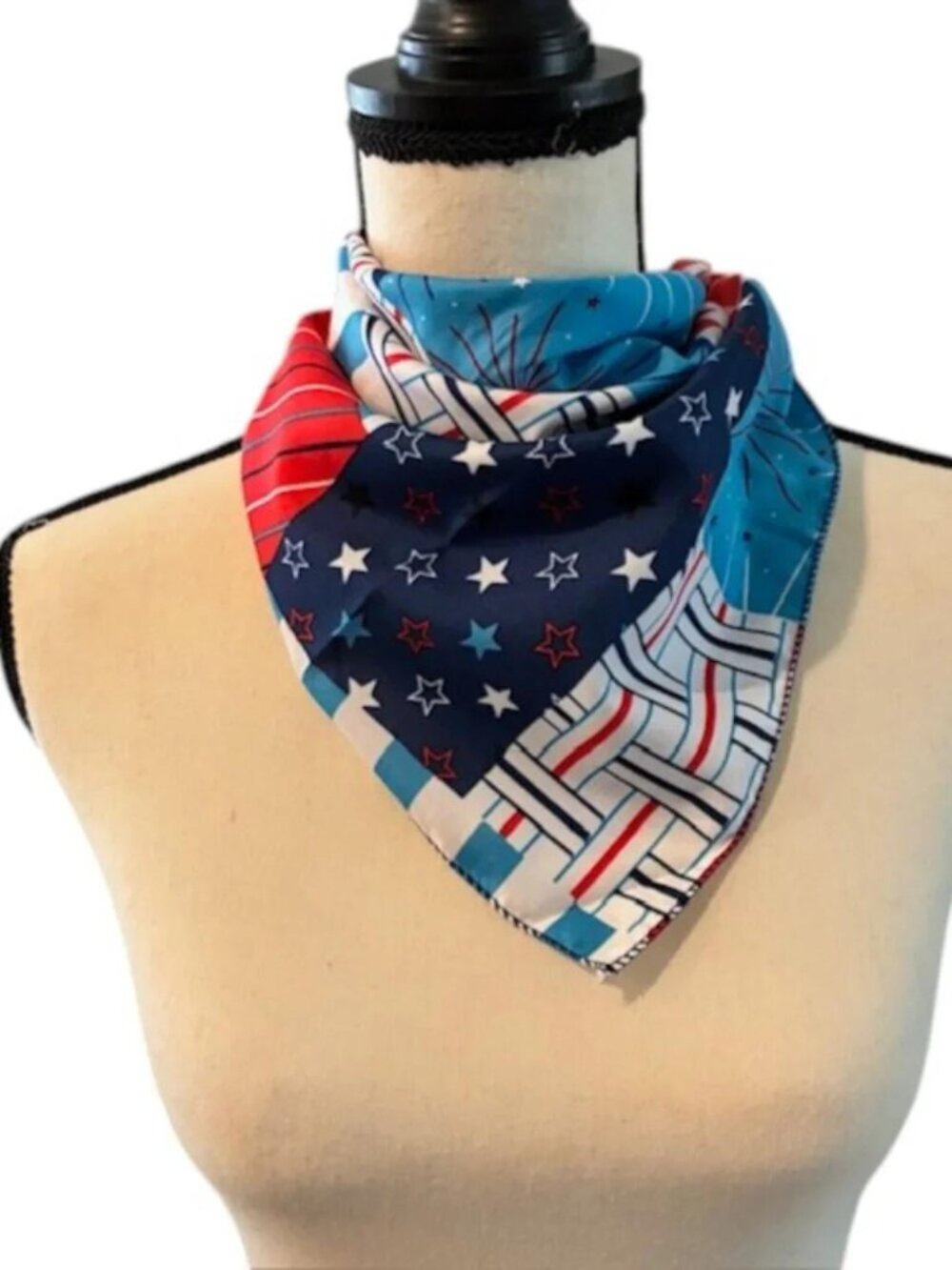 Red, White & Blue Geometric Bandanna